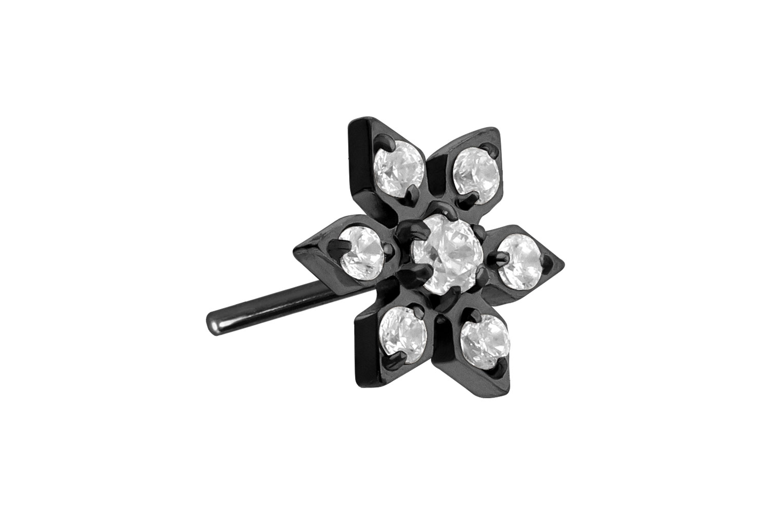 Titan Aufsatz mit Push Pin KRISTALLBLUME von Piercingline